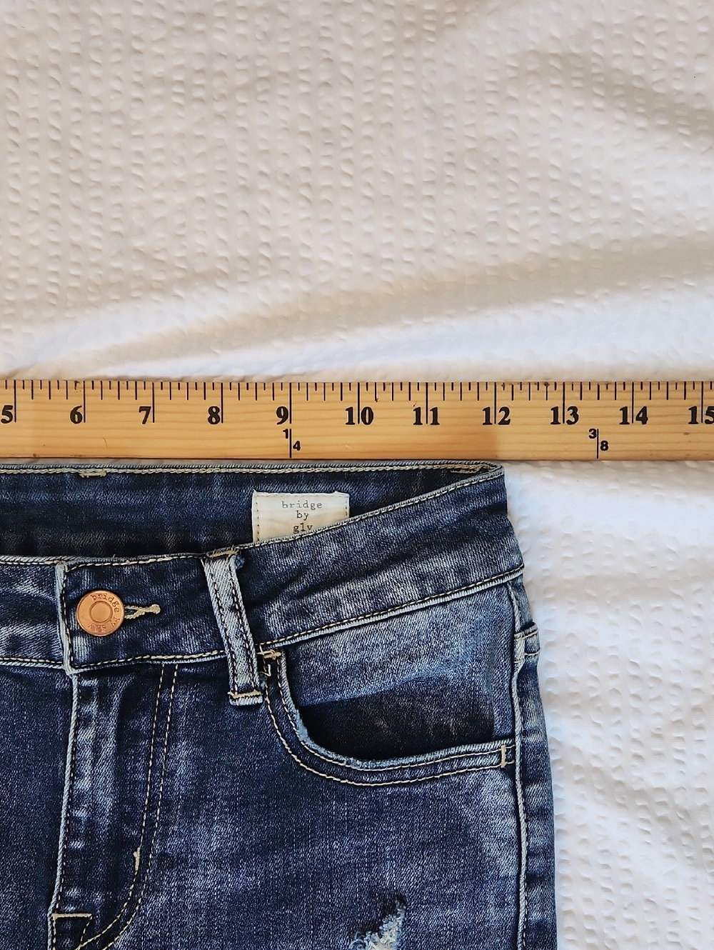 Bridge by GLY Mid Rise Ankle Skinny Crop Jeans Distressed Ripped Chewed Hem 24 - Picture 7 of 11